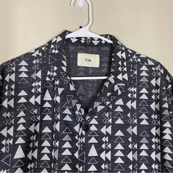 NWOT Folk SS Soft Collar Shirt Tile Print White Size 5 - Picture 6 of 10